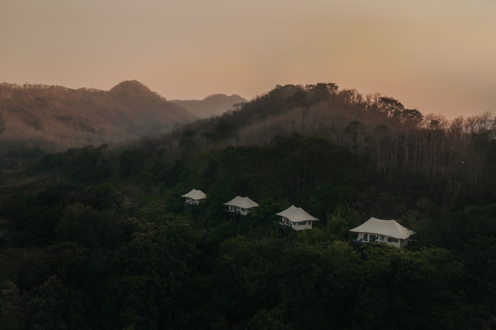 Aerial view of Hilltop tent at Rosewood Luang Prabangt