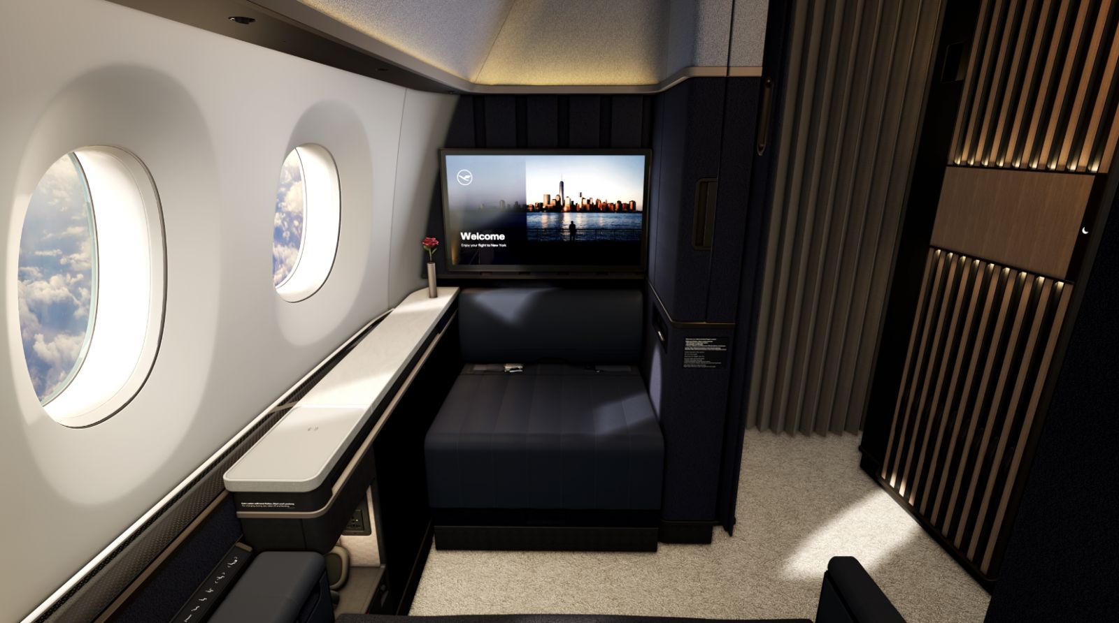 โฉมใหม่ห้องสวีทระดับเฟิร์สคลาส "Allegris" ของสายการบิน Lufthansa (ภาพ: Lufthansa)