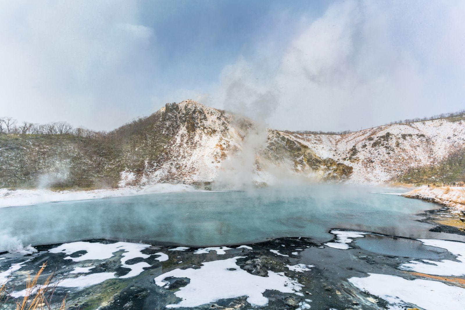 Hell Valley is an aptly named area with volcanic activities ranging from sulphuric creeks to steam vents and pits filled with boiling mud. Hokkaido, Japan.