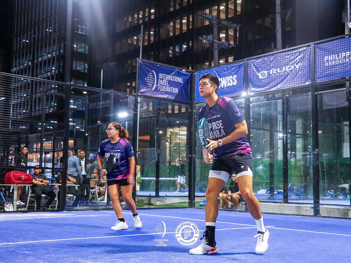 Philippine Padel Team athletes Jason Tamayo and Jessica Agra in an exhibition game for FIP Rise Manila (Photo: Philippine Padel Association)