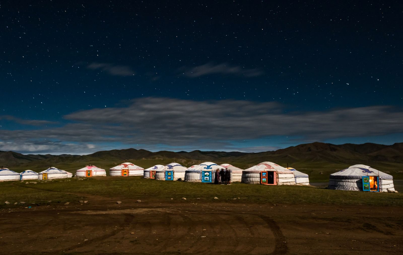 Camp at night at Genghis Khan Retreat