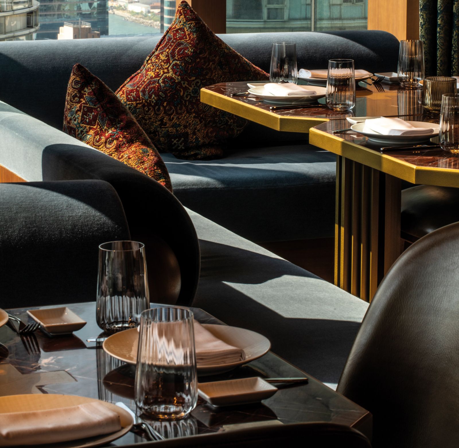 The refined interior of the Carna steakhouse by Dario Cecchini at the Mondrian Hong Kong