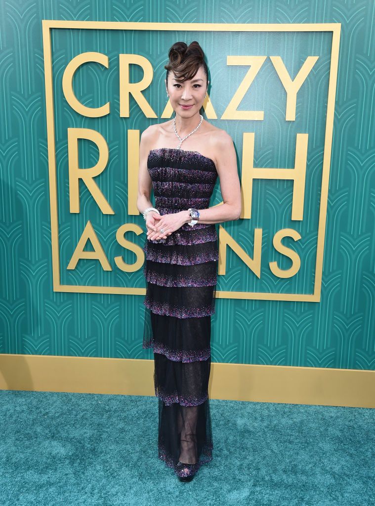 HOLLYWOOD, CA - AUGUST 07: Michelle Yeoh attends the premiere of Warner Bros. Pictures' "Crazy Rich Asiaans" at TCL Chinese Theatre IMAX on August 7, 2018 in Hollywood, California. (Photo by Alberto E. Rodriguez/Getty Images)