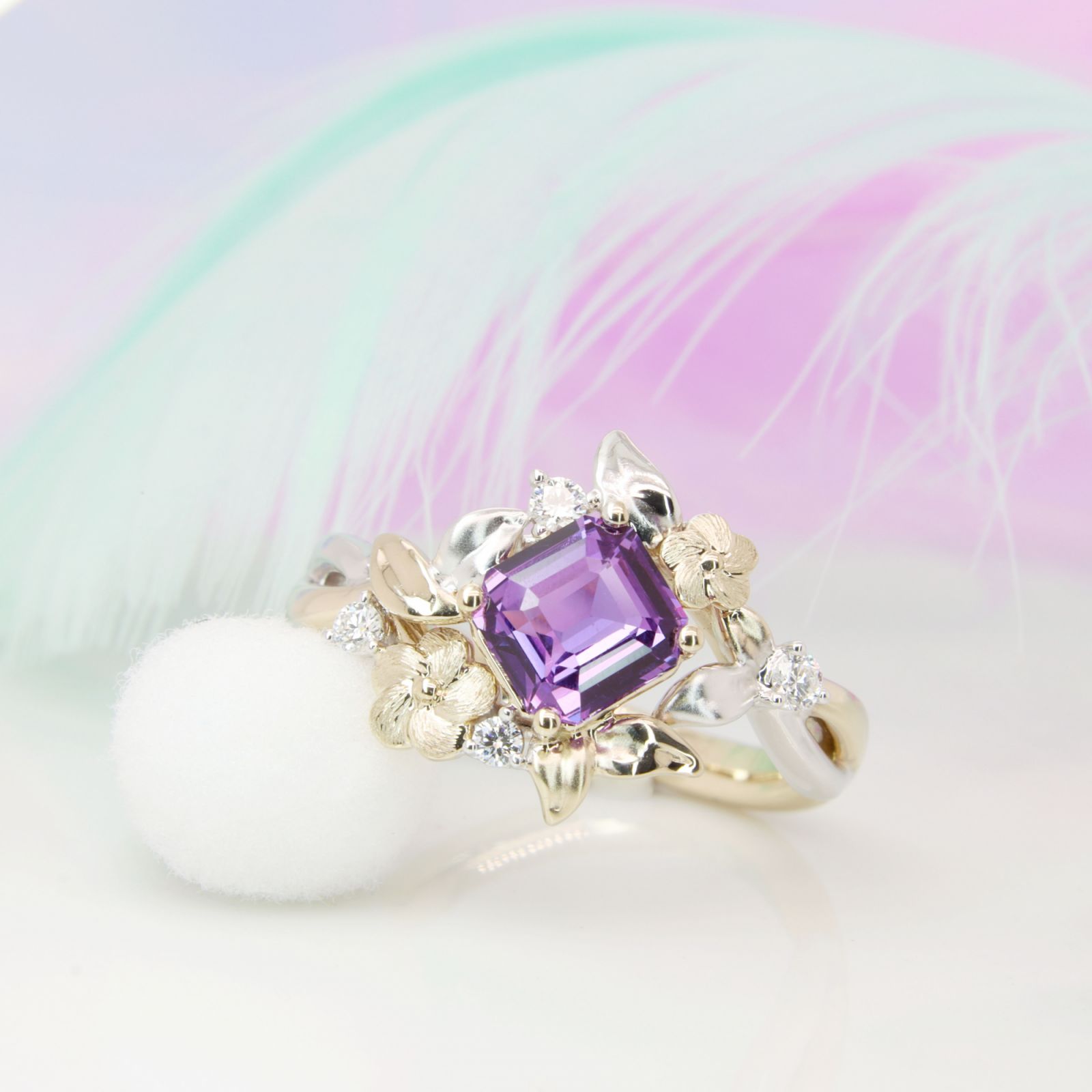 GIOIA Fine Jewellery Purple Sapphire Floral inspired Design proposal Ring