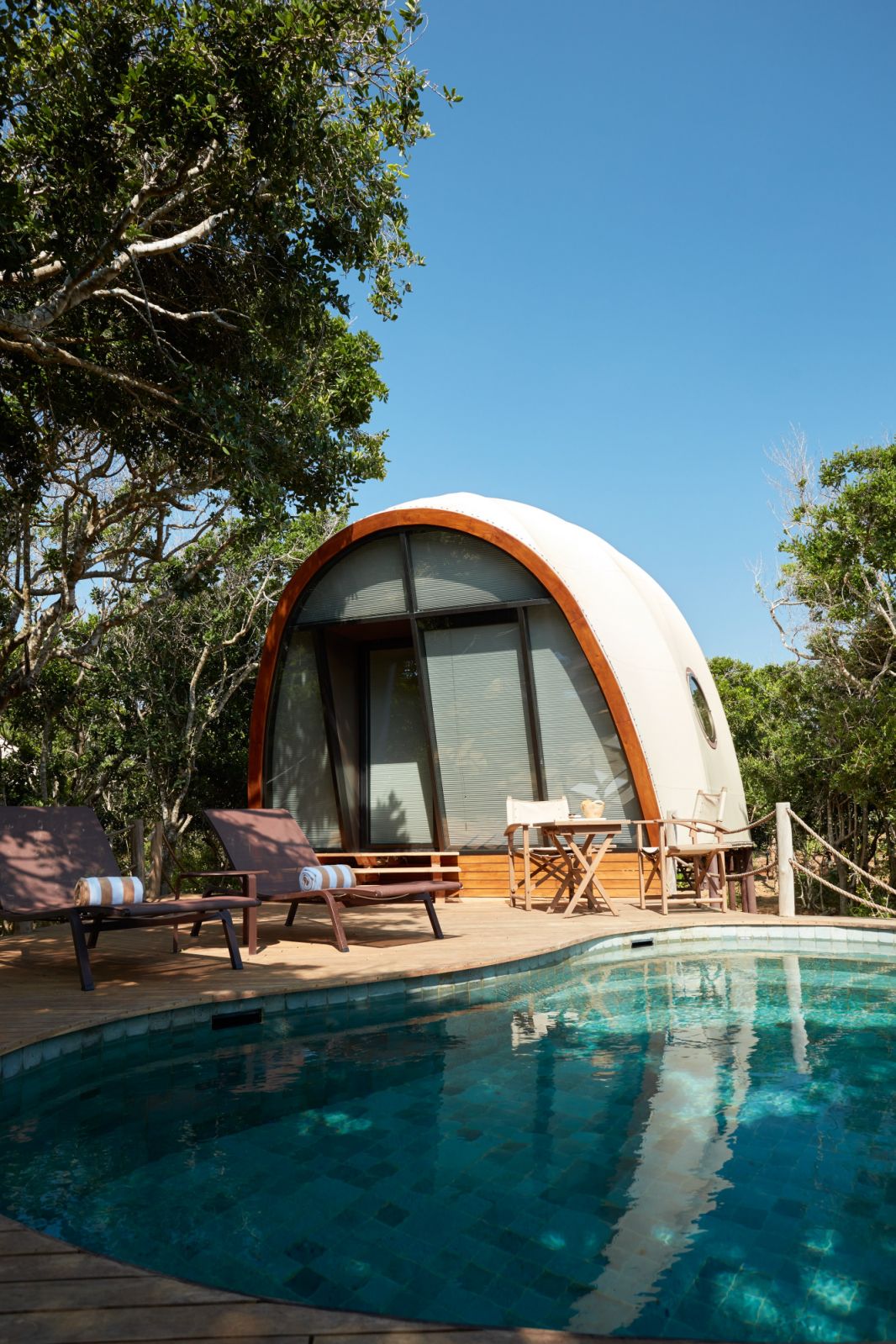 Cocoon pool suite exterior at Wild Coast Tented Lodge