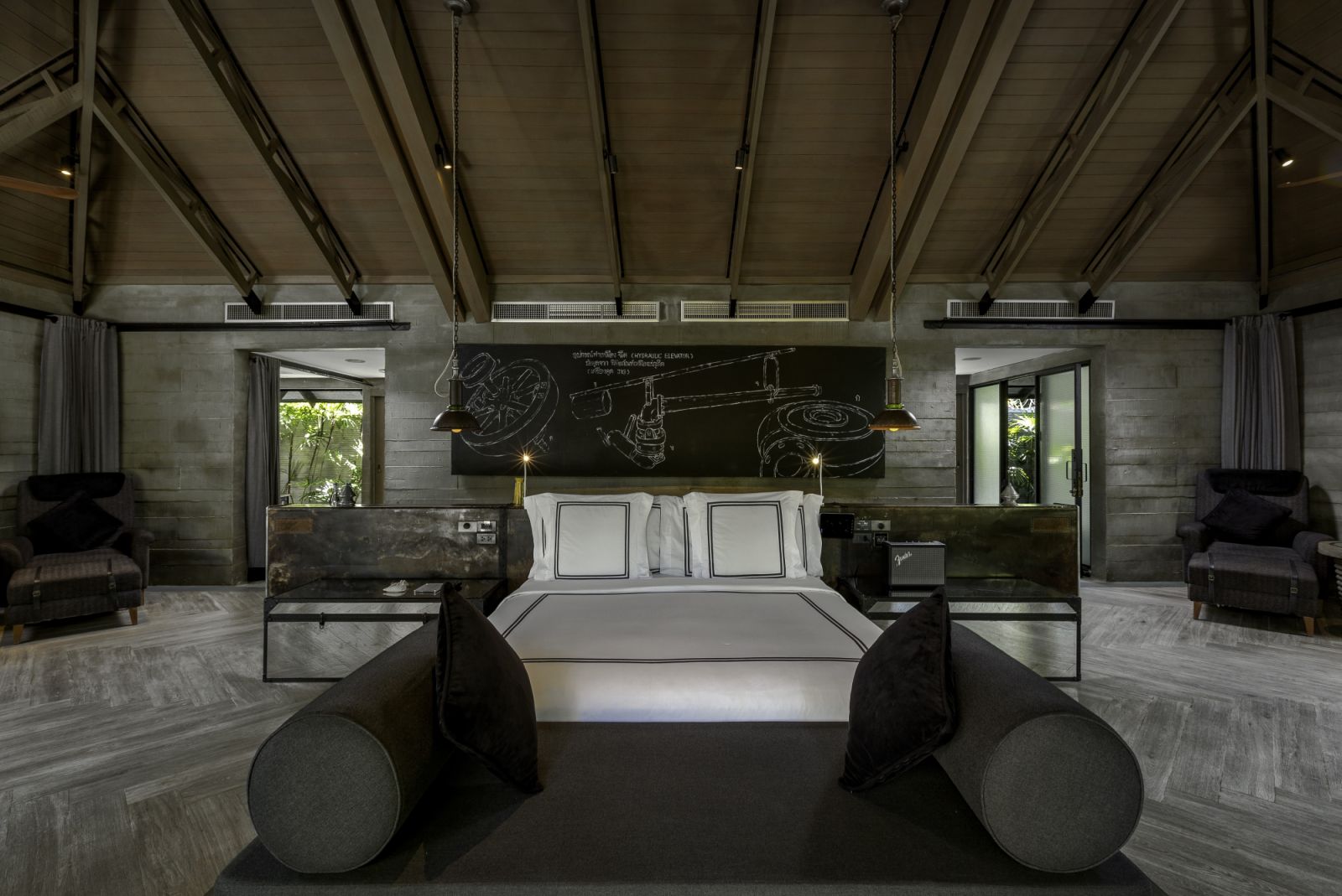 Two bedroom family pool villa master bedroom at The Slate Phuket