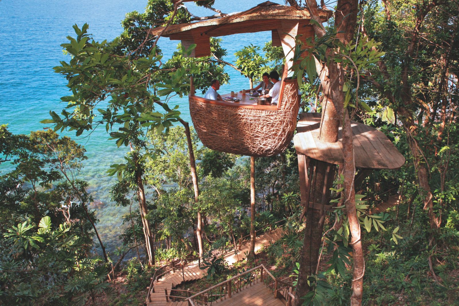 Treepod dining at Soneva Kiri