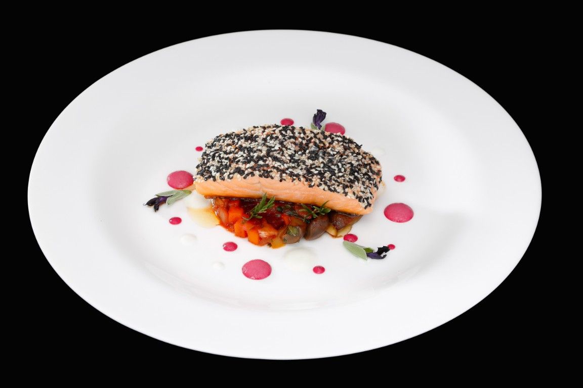 Salmon with caponata at Lenzi Tuscan Kitchen