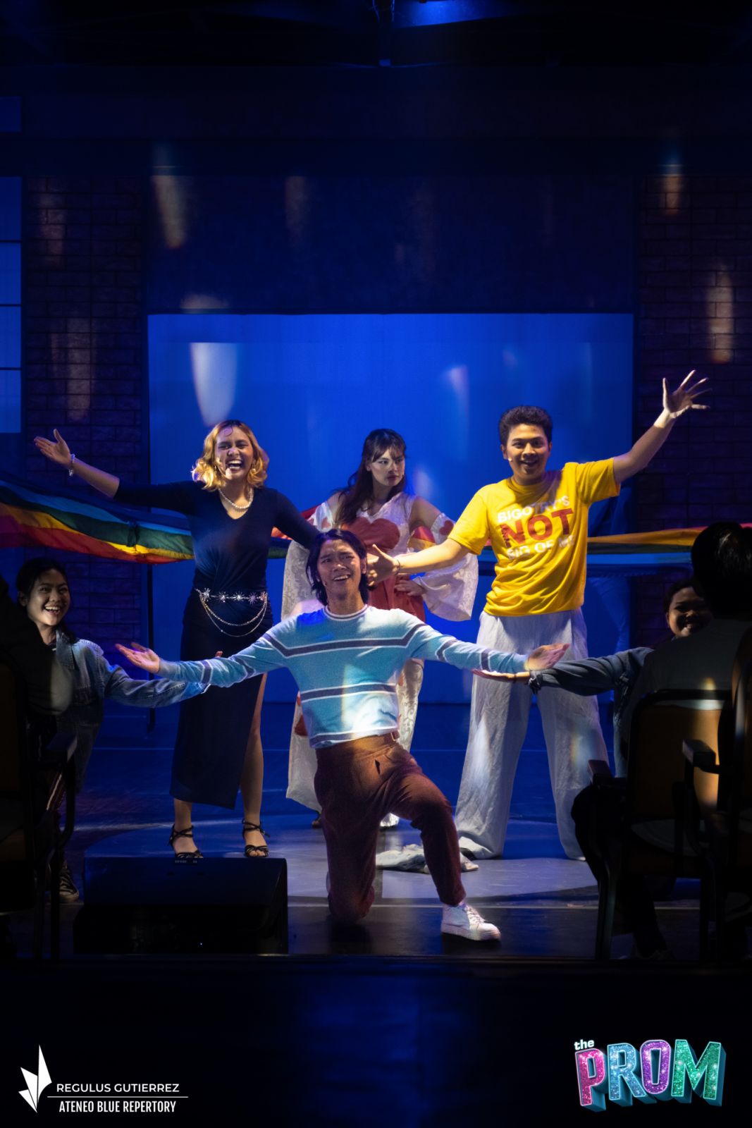 The four washed-up Broadway actors in 'The Prom' (Photo: Regulus Gutierrez/Ateneo Blue Repertory)