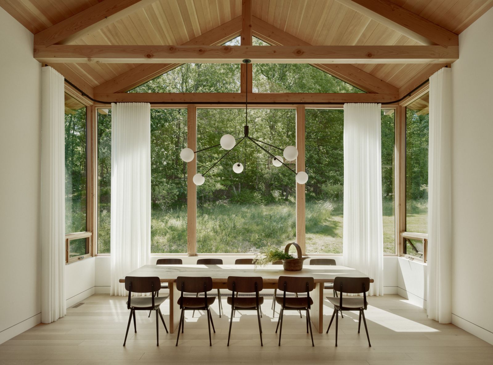 The kitchen, featuring a dining table made by Chris Jondle