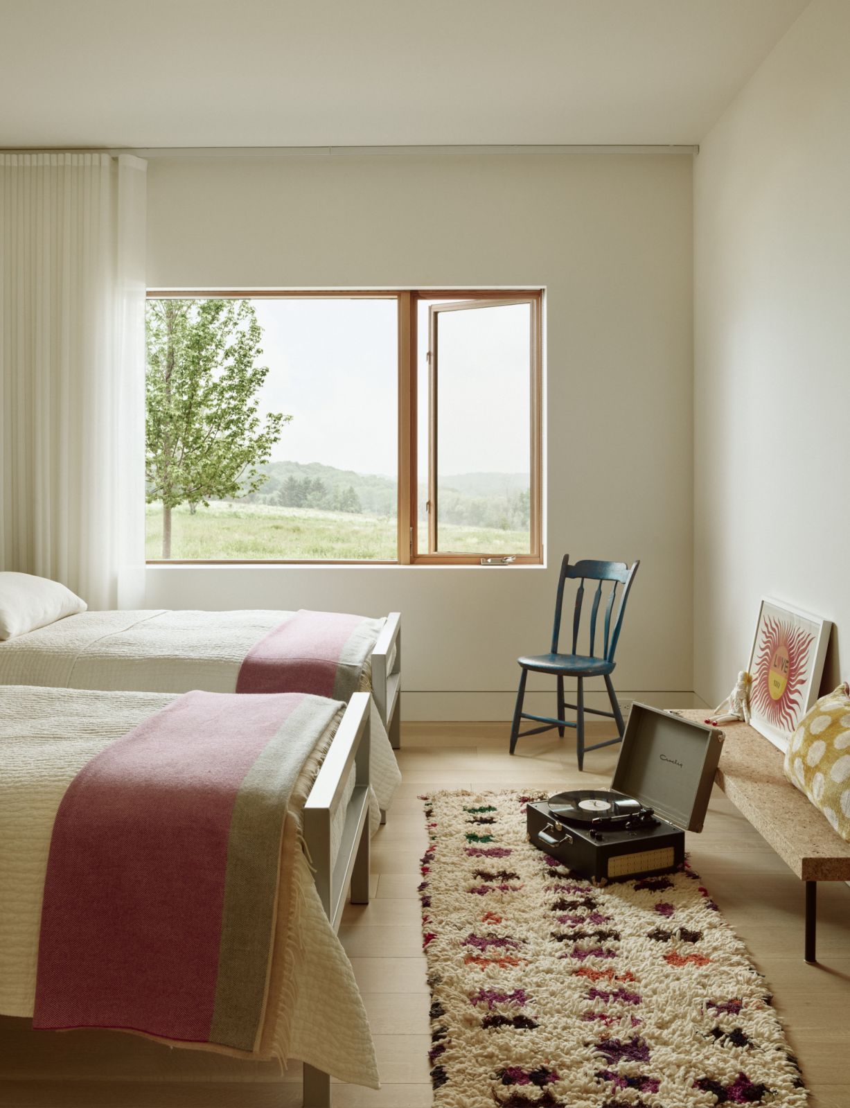 The secondary bedroom, evoking memories of 1970s design
