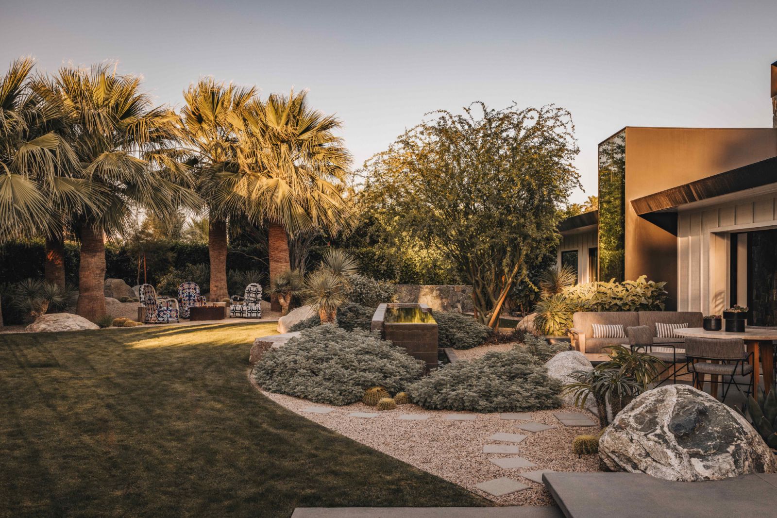 The landscaped garden with local desert vegetation