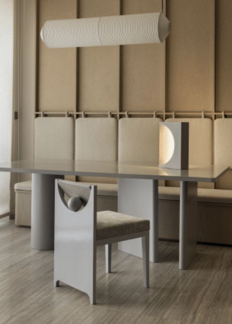 Chair and Table series made of ethically sourced timber and recycled compressed egg shells