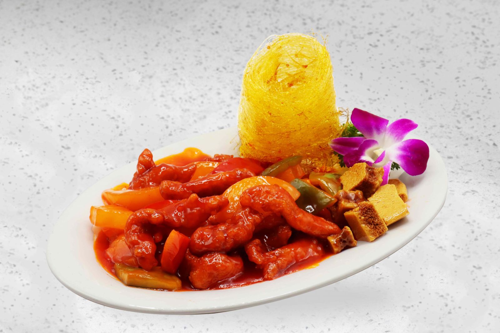 Pineapple with sweet and sour pork