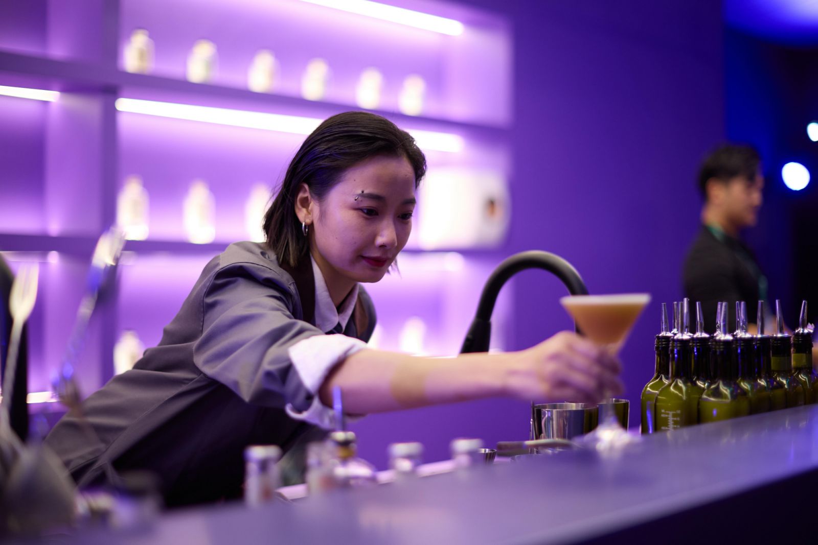 A bartender during the festival serving drinks