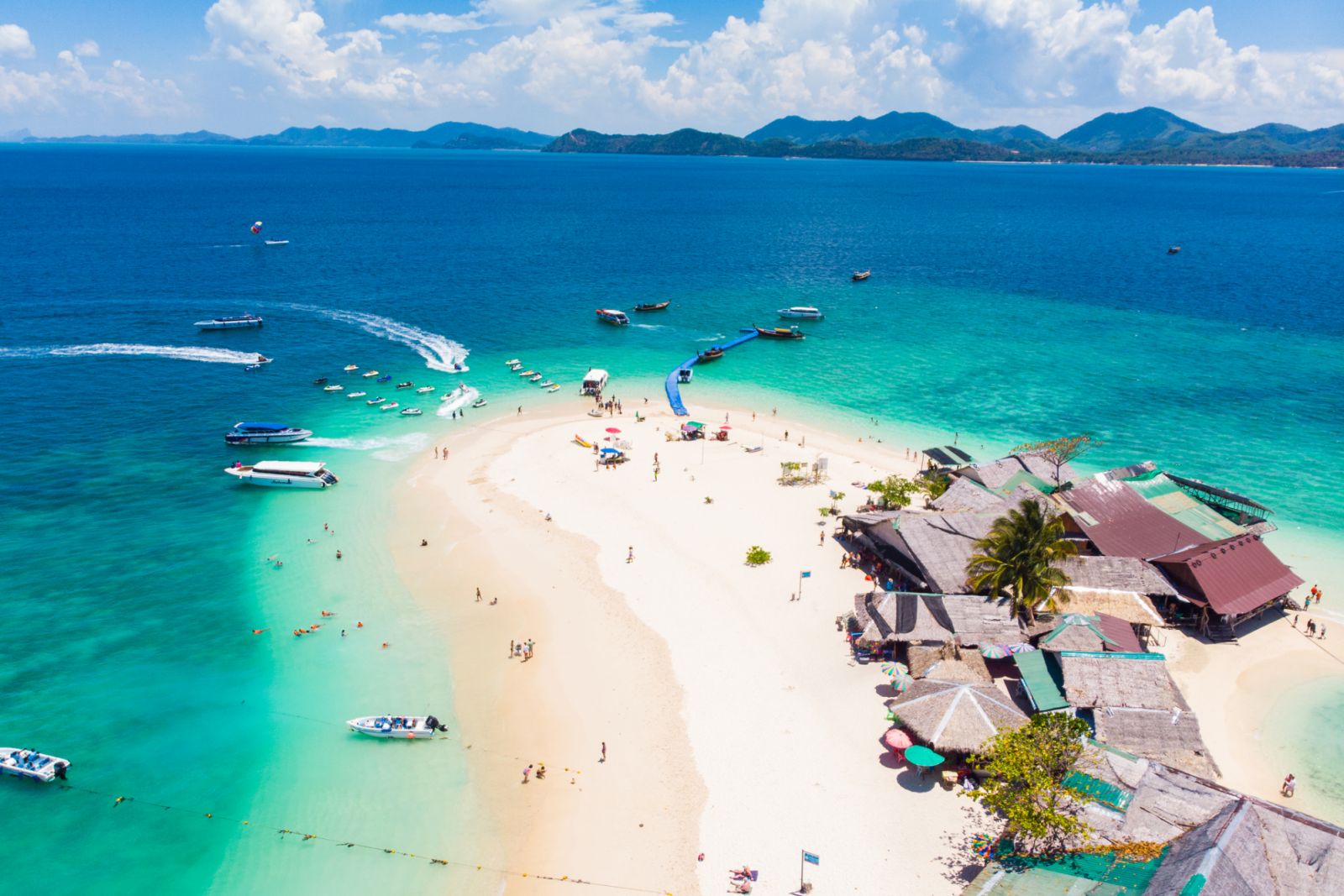 AERIAL. Top view of tropical island with white sandy beach , Khai island, Phuket, Thailand.AERIAL. Top view of tropical island with white sandy beach , Khai island, Phuket, Thailand.