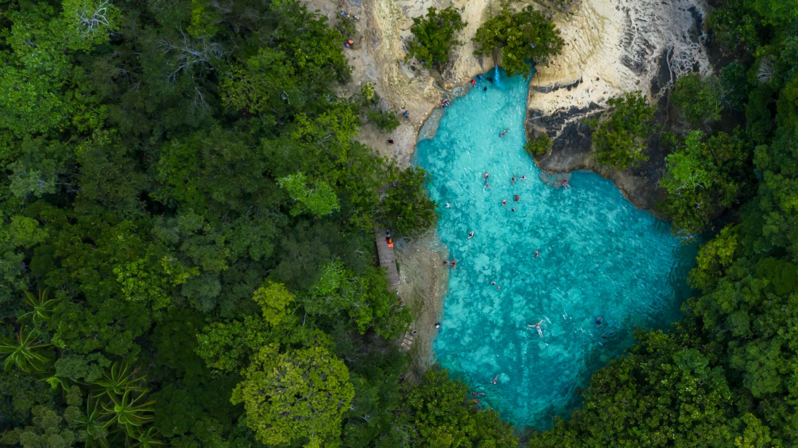 Aerial view emerald pool, Blue Pool tourist destination in Krabi, Krabi, Thailand