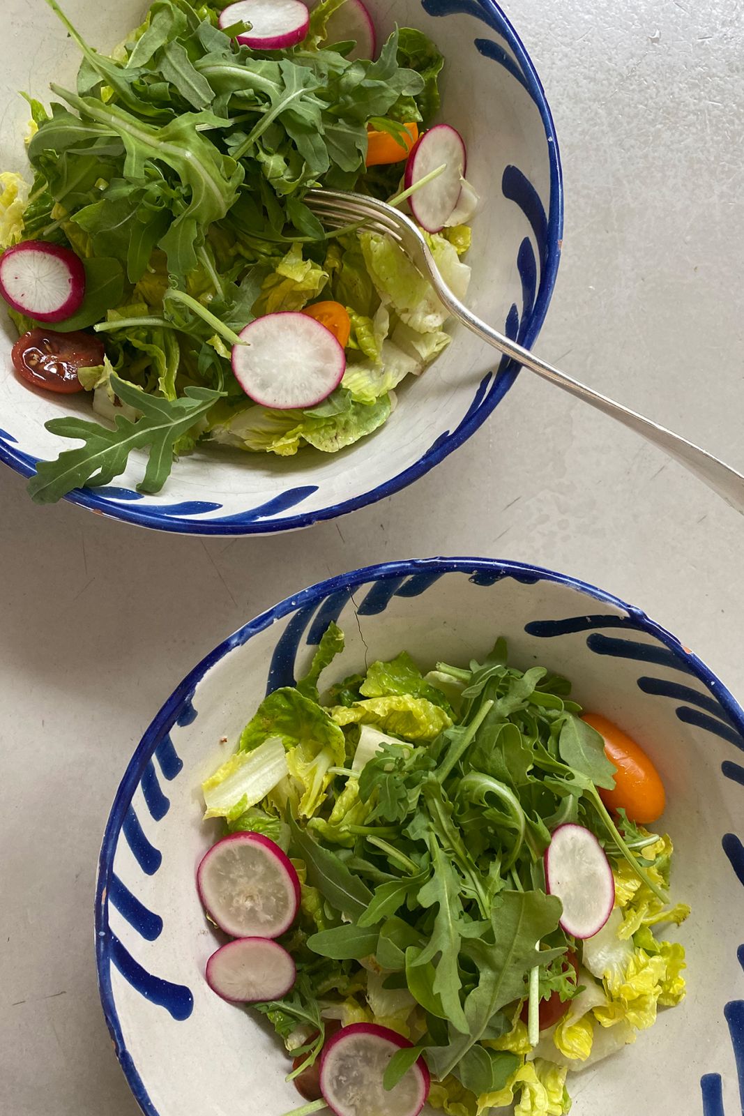 Fresh salad at a dinner in Switzerland