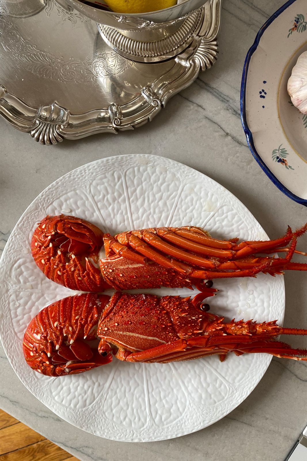 Lobsters on display for a dinner in Paris