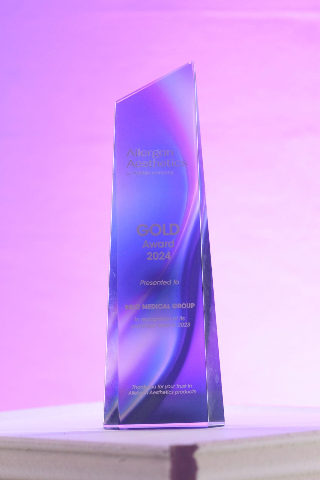 The Gold Award from Allergan Aesthetics