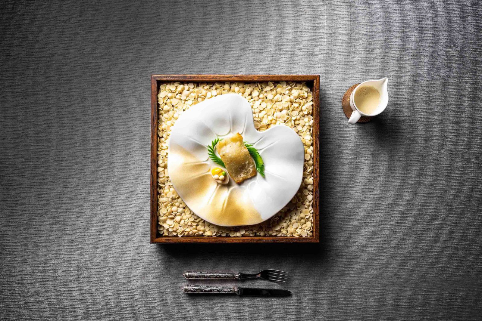 Man Ho Pan-Fried Fish Maw with Almond Consommé