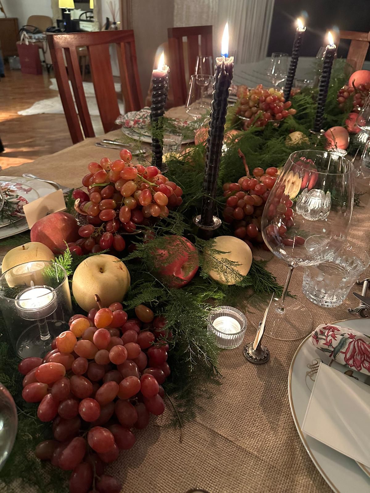 Nicole Whisenhunt's abundant tablescape, centred around various fruits