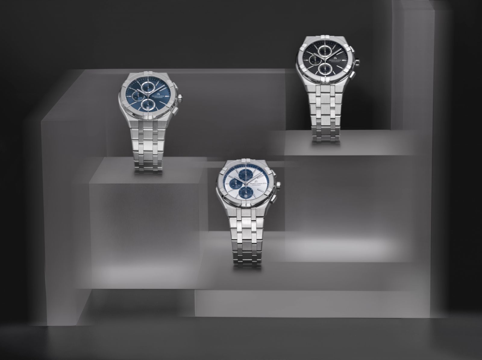 The AIKON Quartz Chronograph is offered in three dial variants (Photo: Courtesy of Maurice Lacroix)