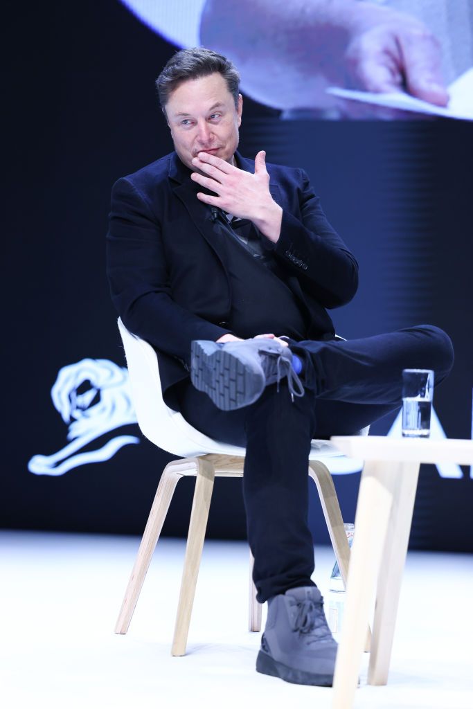 CANNES, FRANCE - JUNE 19: Elon Musk attends 'Exploring the New Frontiers of Innovation: Mark Read in Conversation with Elon Musk' session during the Cannes Lions International Festival Of Creativity 2024 - Day Three on June 19, 2024 in Cannes, France. (Photo by Marc Piasecki/Getty Images)