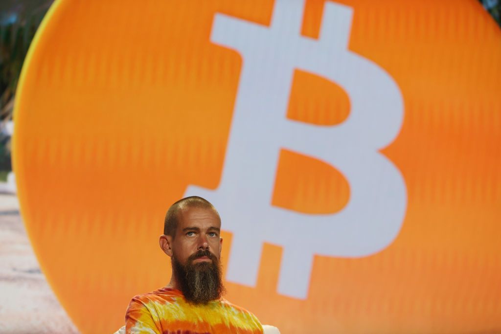 MIAMI, FLORIDA - JUNE 04: Jack Dorsey creator, co-founder, and Chairman of Twitter and co-founder & CEO of Square speaks on stage at the Bitcoin 2021 Convention, a crypto-currency conference held at the Mana Convention Center in Wynwood on June 04, 2021 in Miami, Florida. The crypto conference is expected to draw 50,000 people and runs from Friday, June 4 through June 6th. (Photo by Joe Raedle/Getty Images)
