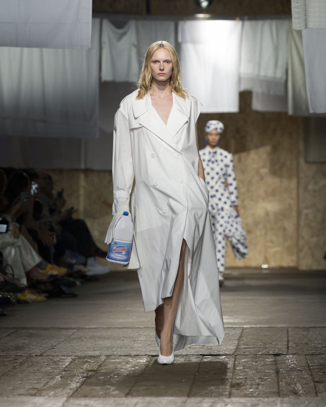 Alex Consani walks the runway at the Moschino Womenswear Spring/Summer 2025 fashion show (Photo: Justin Shin/Getty Images)