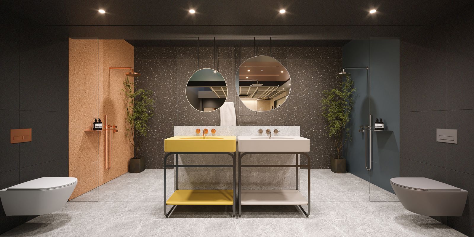 Multiple colour combinations can be explored in the bathroom section