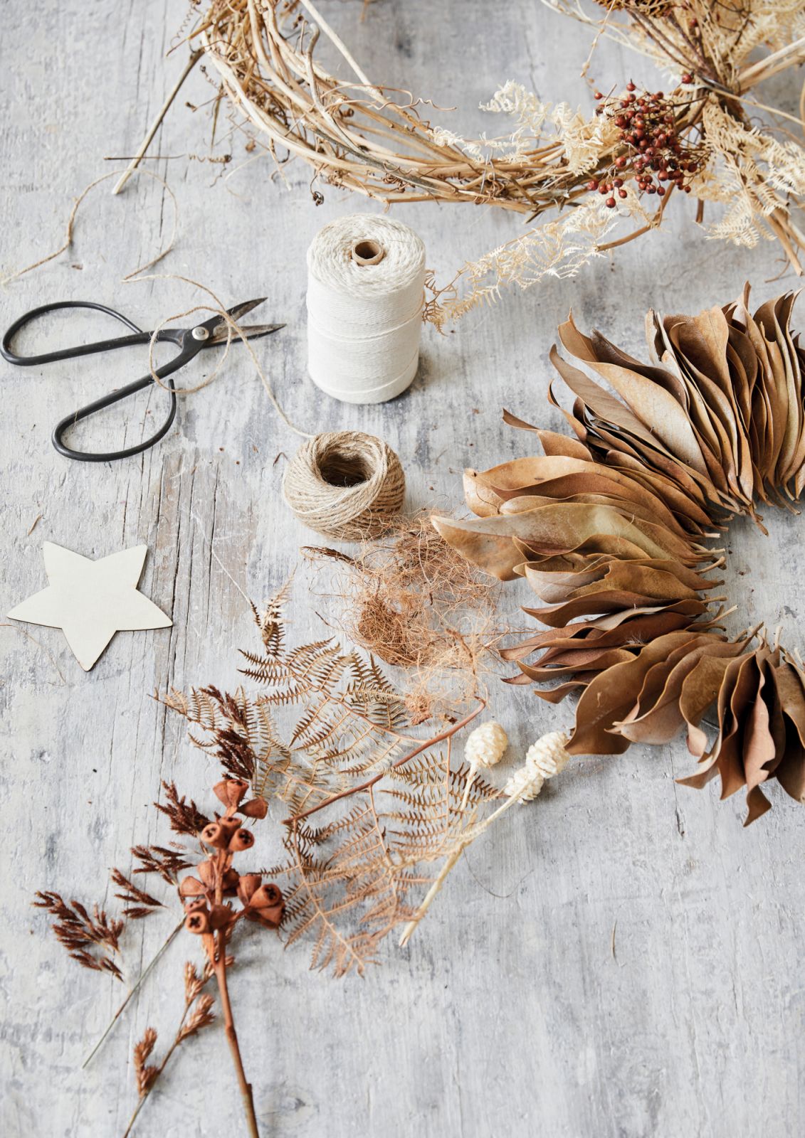 Try your hand at crafting a preserved Christmas wreath