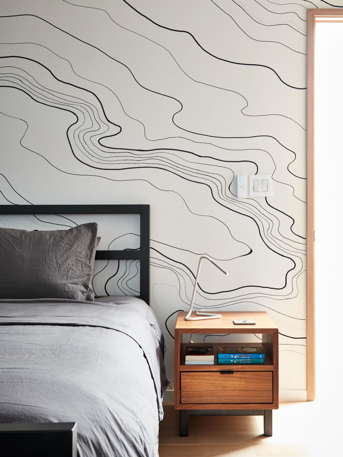 The wallpaper in one of the children's bedrooms