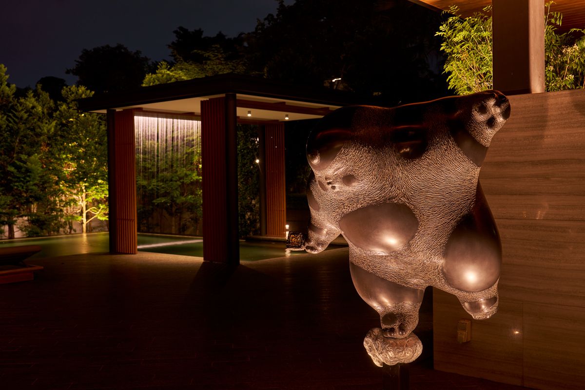 A close-up of the courtyard sculpture by Taiwan-born artist Li Chen