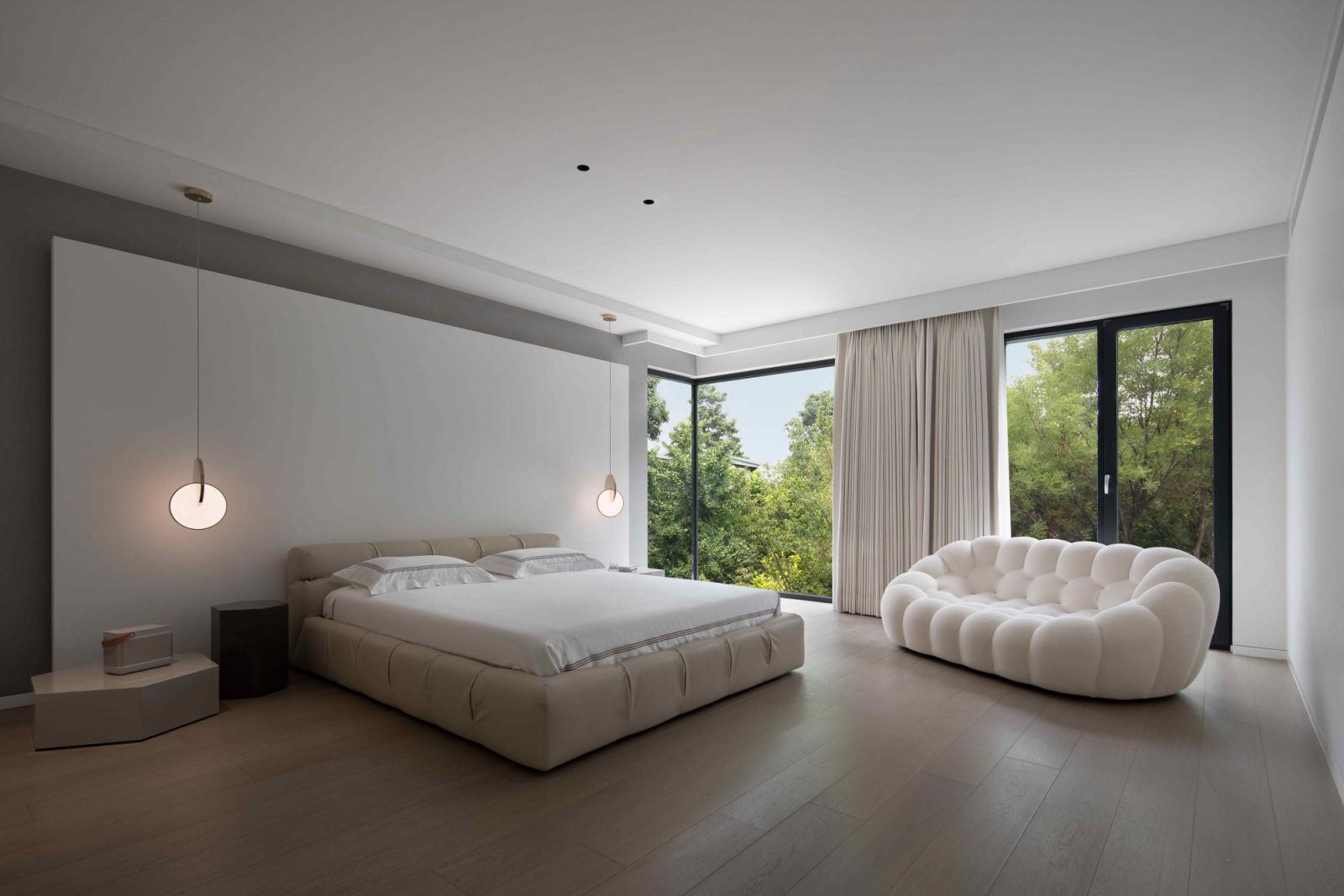 Ample light through large windows, creating a sense of spaciousness and calm