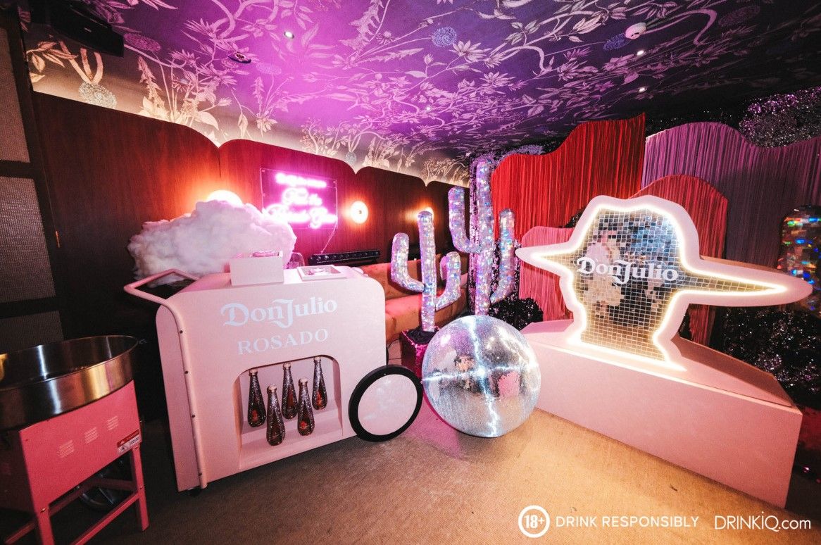 The cotton candy bar next to a giant bedazzled Man in the Hat