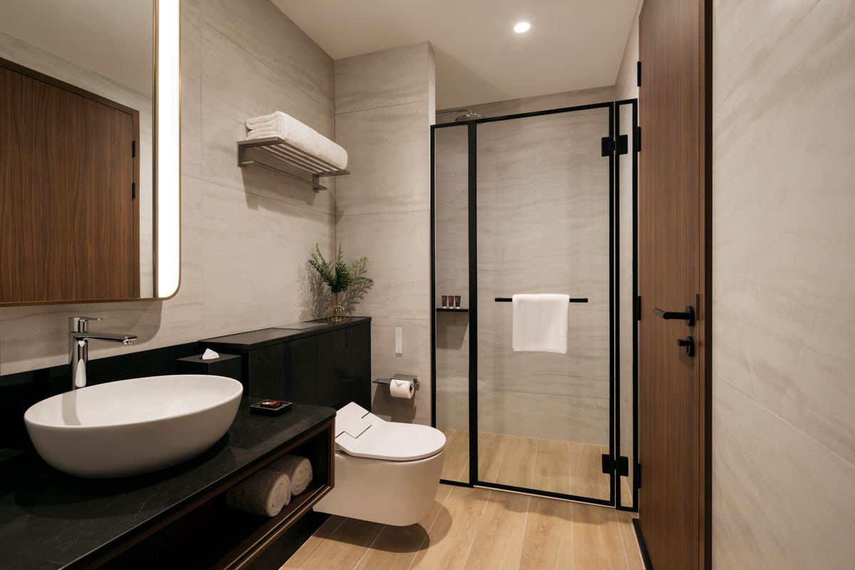 The apartment's spacious bathroom