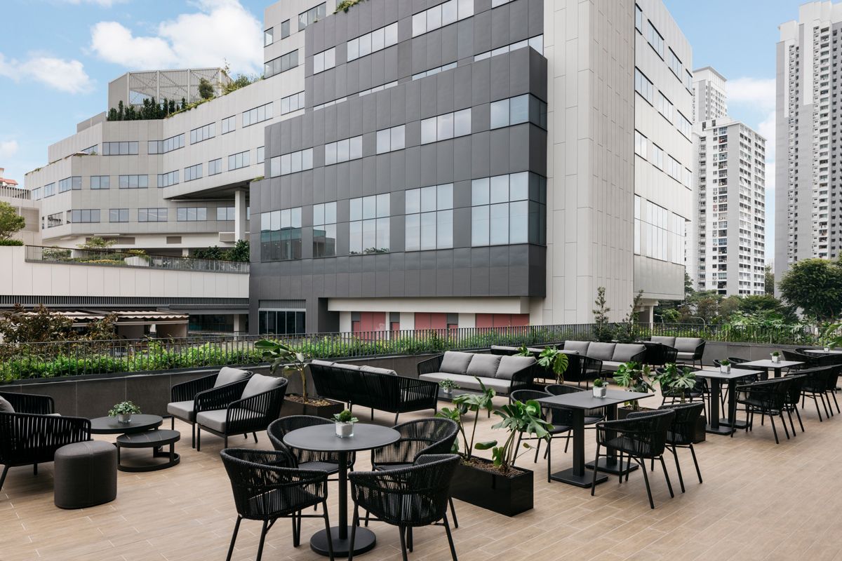 The Alfresco dining area overlooks the One Holland Village