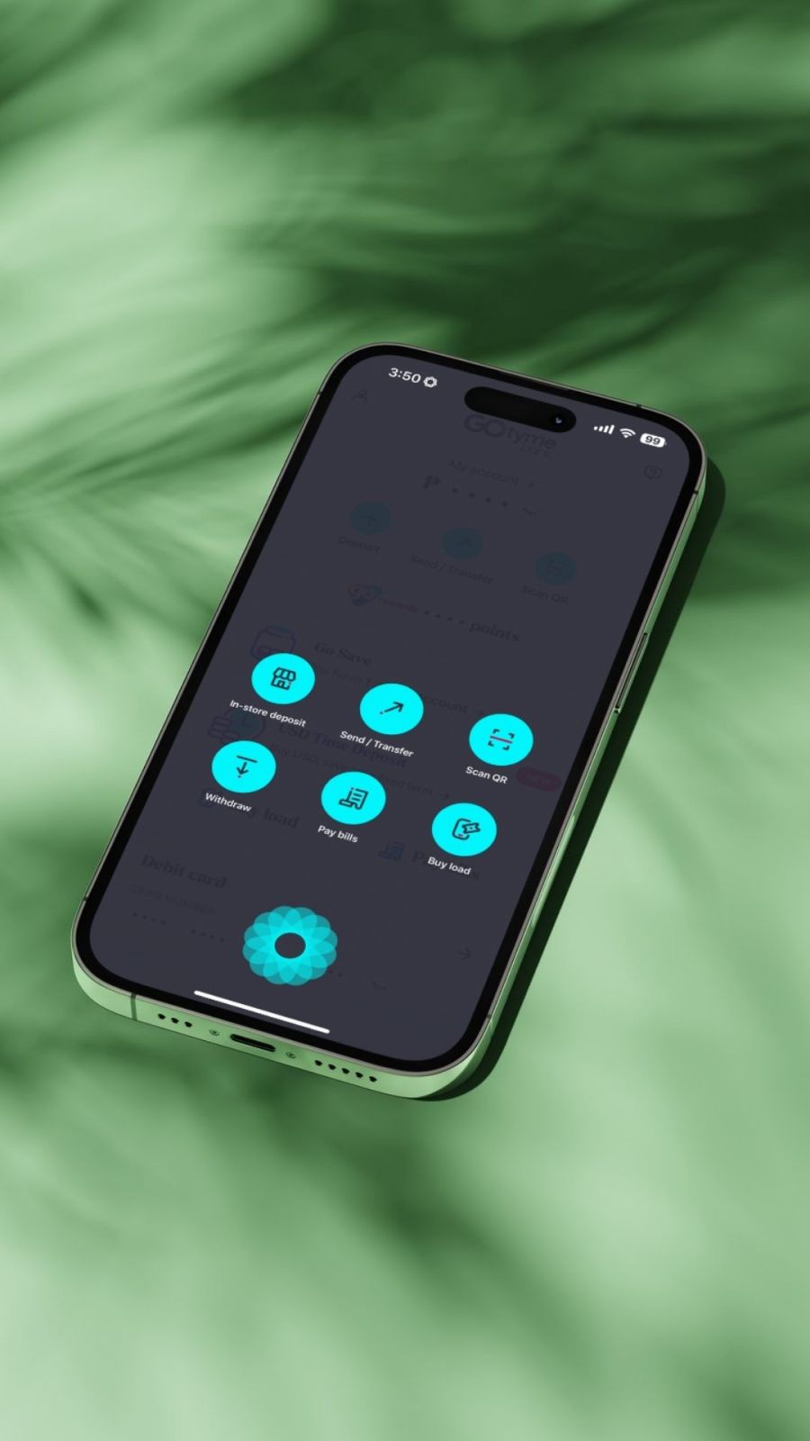 GoTyme menu navigation page