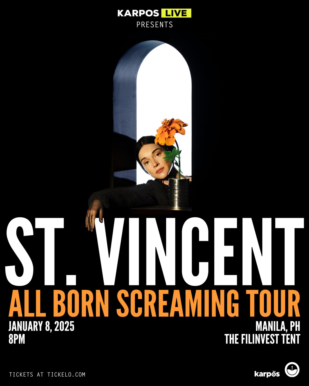 St Vincent's All Born Screaming Tour poster St Vincent poses for her 'All Born Screaming' album (Photo: Karpos Live)