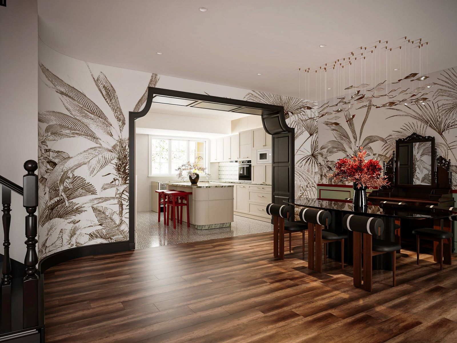 The common areas of the Bukit Timah landed house, with a view of the show kitchen