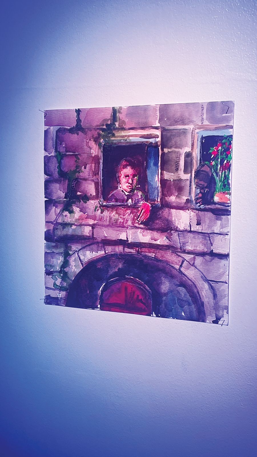 Enrique Marty’s watercolour painting from the exhibition ‘Wolves at the Door. Cosmic Encounters’ at Instituto Cervantes (Photo: Franz Sorilla IV)