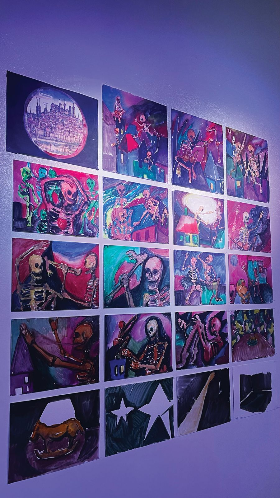 Enrique Marty’s watercolour painting from the exhibition ‘Wolves at the Door. Cosmic Encounters’ at Instituto Cervantes (Photo: Franz Sorilla IV)