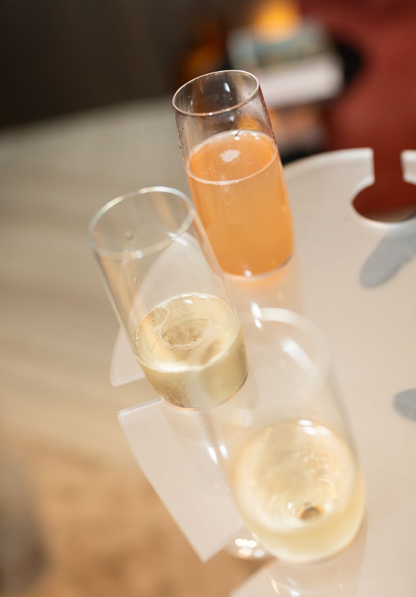 A special cocktail of the night comprising prosecco and grenadine syrup