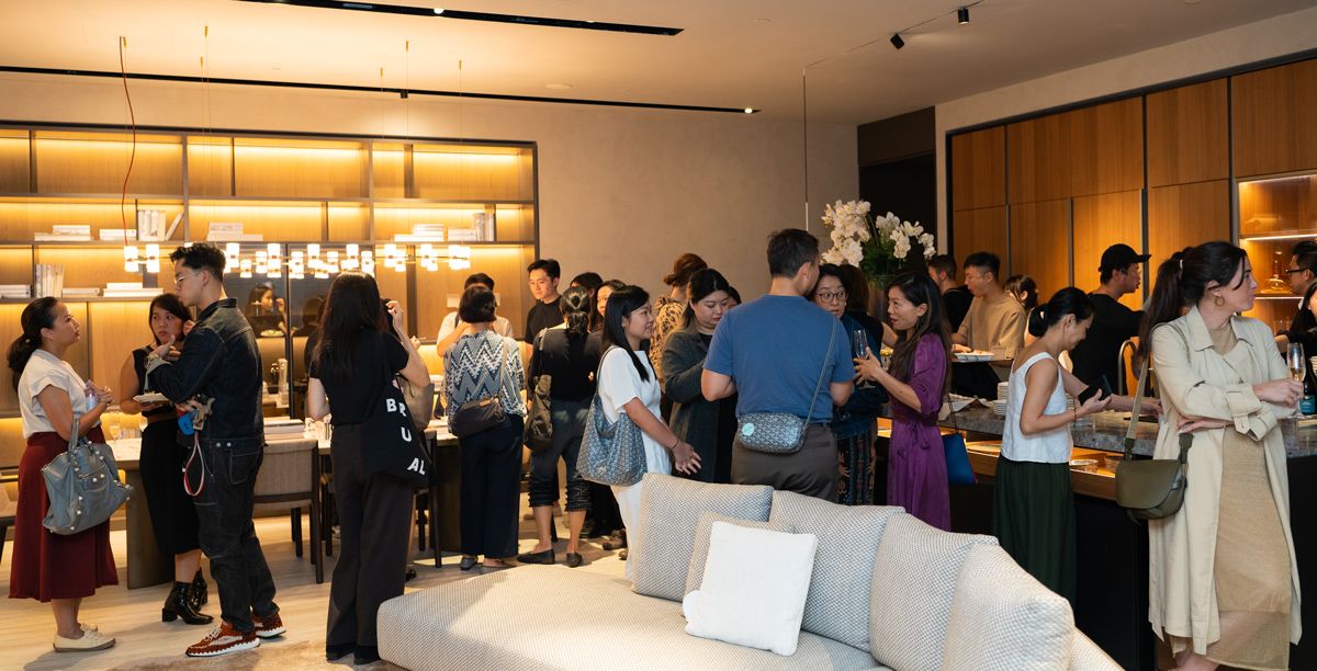 Guests mingling and catching up