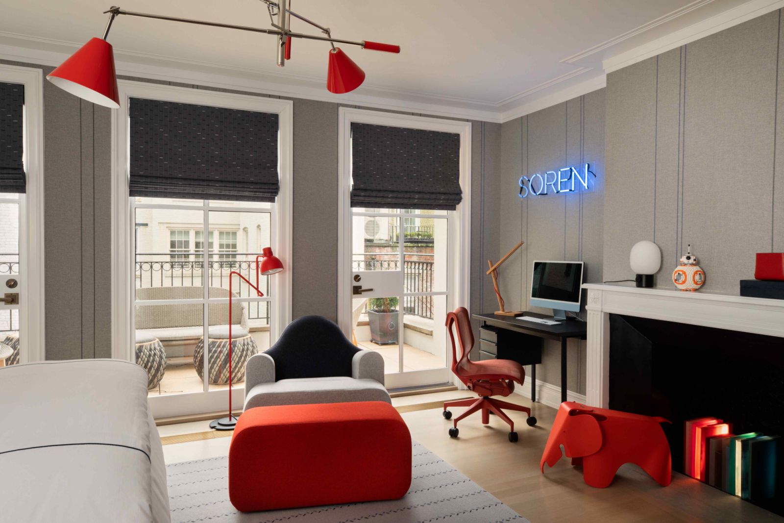 Punches of red in another teenager’s bedroom