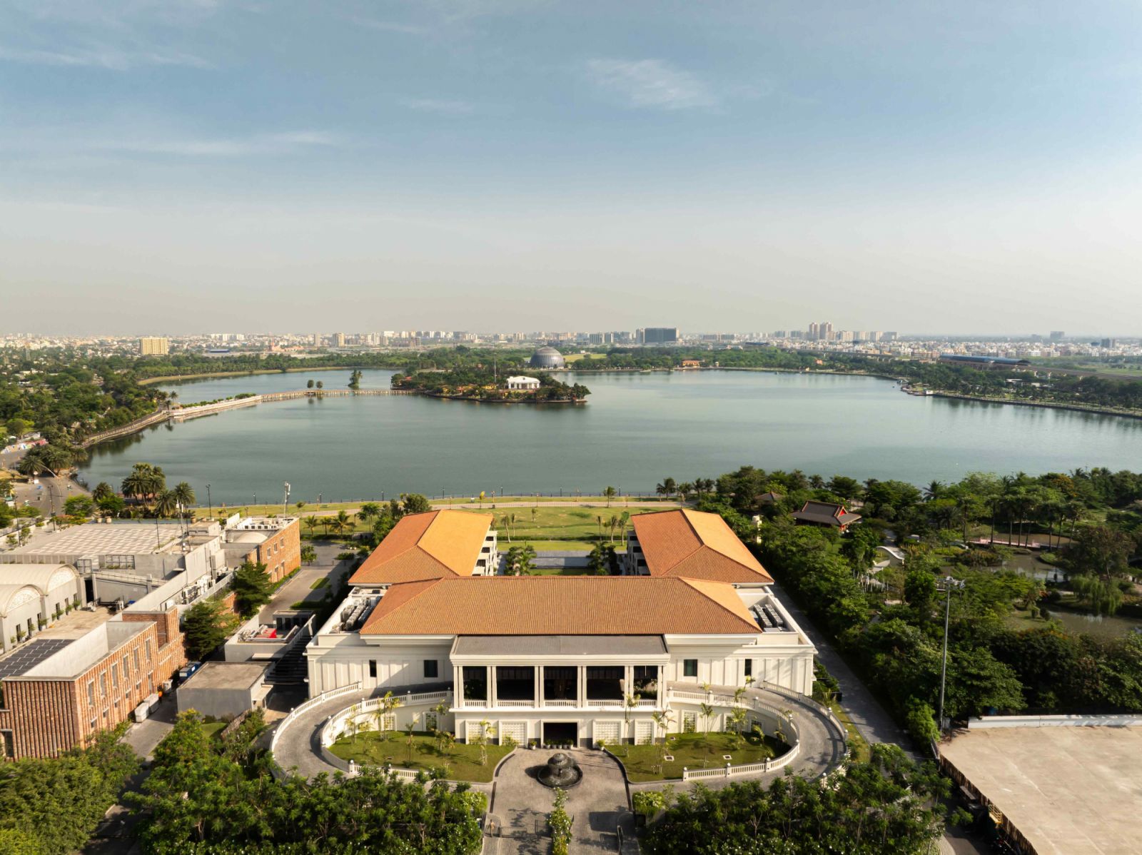 The C-shaped design property overlooks a 100-acre lake (Photo: Avesh Gaur)