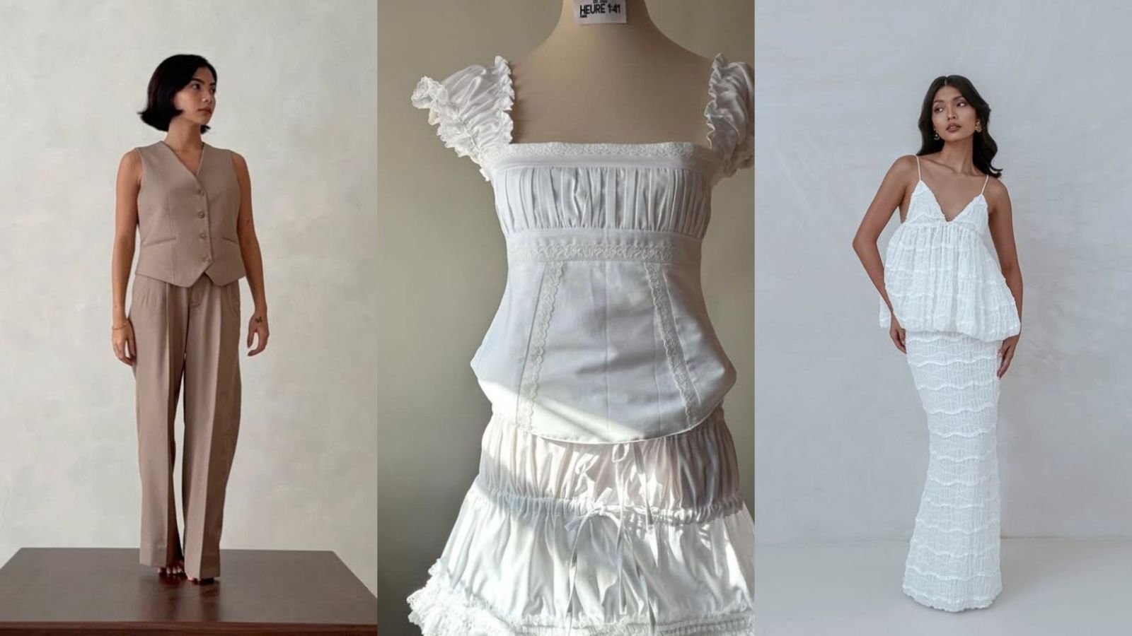 These brands offer customised clothing for that perfect fit (Photo: Instagram/@eve.ryfemme, @heure141thelabel, @laurebyroma; stylised with Canva)