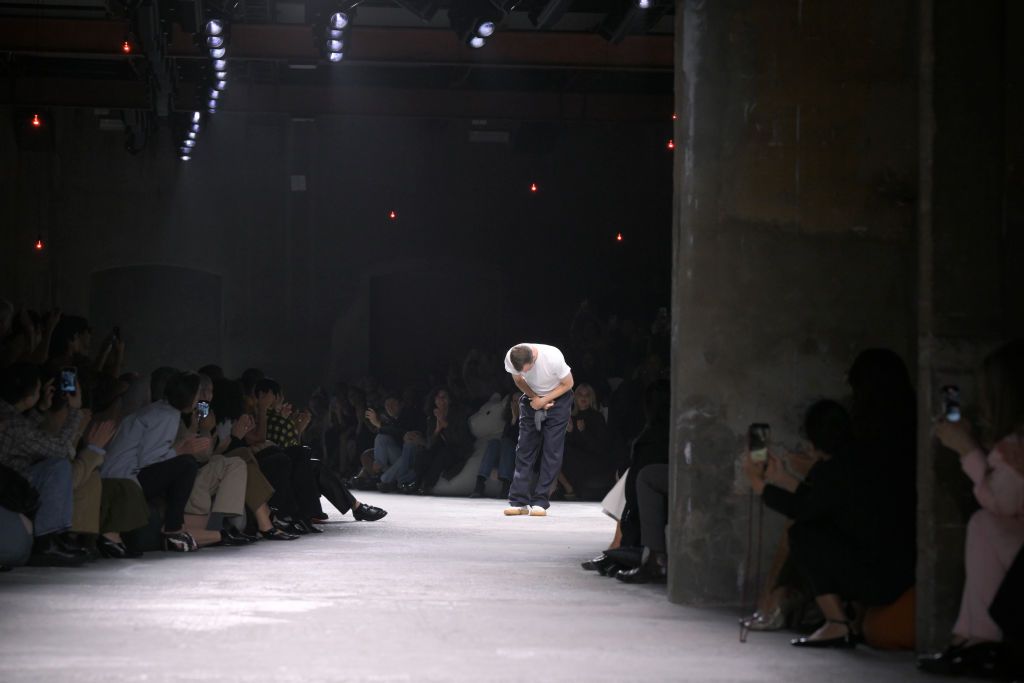 Matthieu Blazy on the runway at Bottega Veneta RTW Spring 2025 as part of Milan Ready to Wear Fashion Week on September 21, 2024 in Milan, Italy. (Photo by Giovanni Giannoni/WWD via Getty Images)