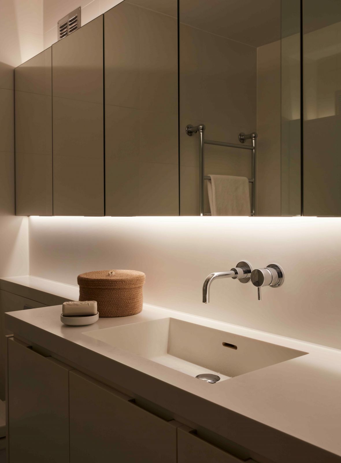 The bathroom updated with contemporary functionality